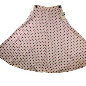 Vintage 80s Levis Docker Red Polka Dot Midi Skirt Size 14 Cotton Deadstock New